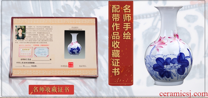 Jingdezhen ceramics hand-painted blue and white porcelain vases, flower arrangement furnishing articles furnishing articles antique Chinese style porch sitting room decoration