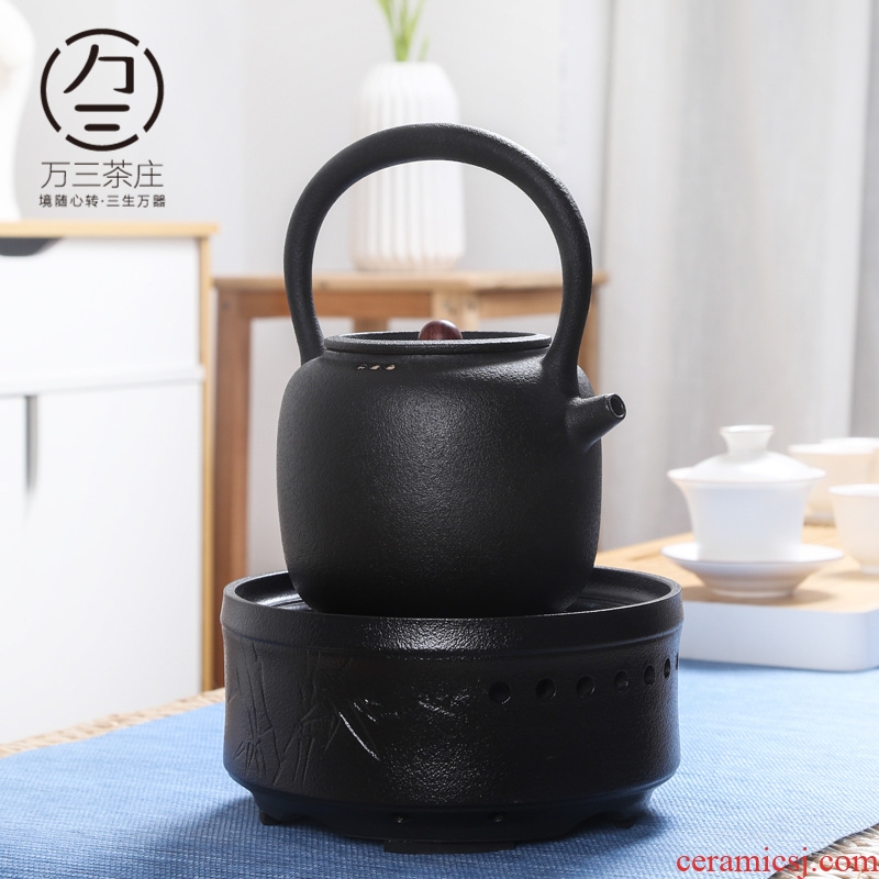 Three thousand black pottery tea village electric jug Japanese tea boiled tea exchanger with the ceramics burn the jug of water and electricity tea stove suits the teapot