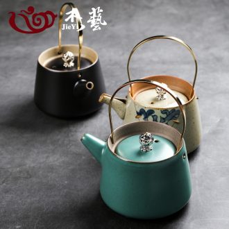 Manual filter girder pot teapot large ceramic thick clay POTS household hand grasp pot of Japanese creative kung fu tea pot