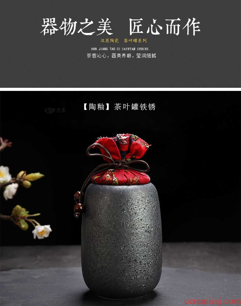 Jade art tea set ceramic glazes kung fu tea caddy seal POTS with cork Japanese tea caddy