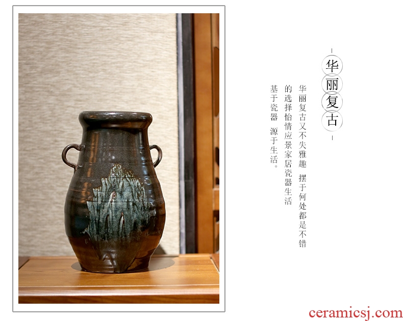 Jingdezhen ceramic decorative vase place to live in the sitting room is black flower implement simulation flower vase landed the vase