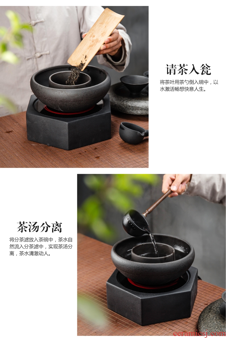 Bin DE lava-rock electric cook kung fu tea exchanger with the ceramics TaoLu household black tea pu-erh tea temperature curing pot bowl suit