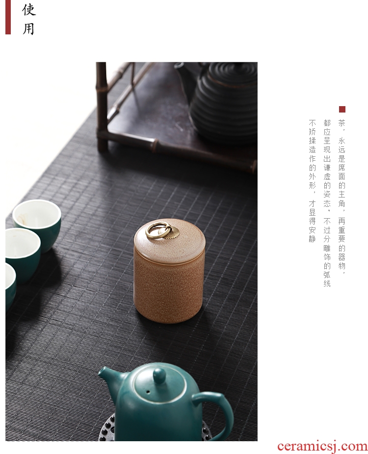 Hong bo acura celadon trumpet tea caddy tin can handmade ceramic violet arenaceous caddy pu seal pot of tea