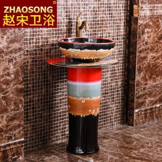 The wind restoring ancient ways of song dynasty porcelain pillar lavabo basin of Chinese style bathroom floor type lavatory outdoor balcony