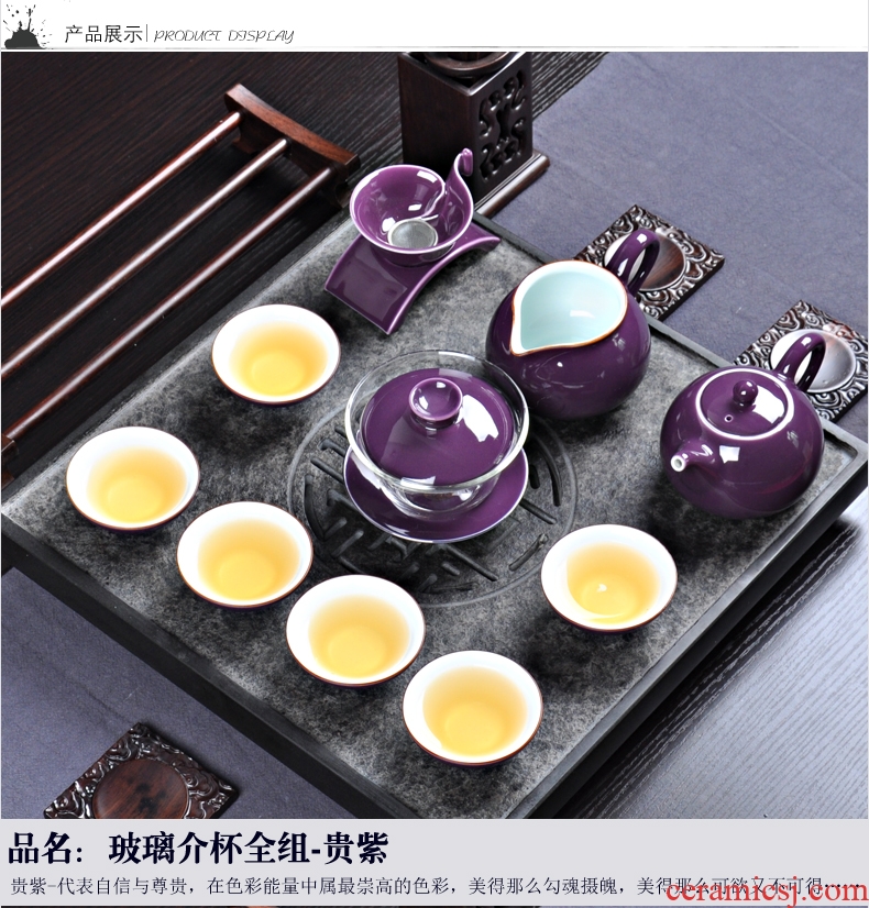 Thyme tang tea household glaze ceramic tea set a complete set of kung fu tea kettle GaiWanCha Japanese sea