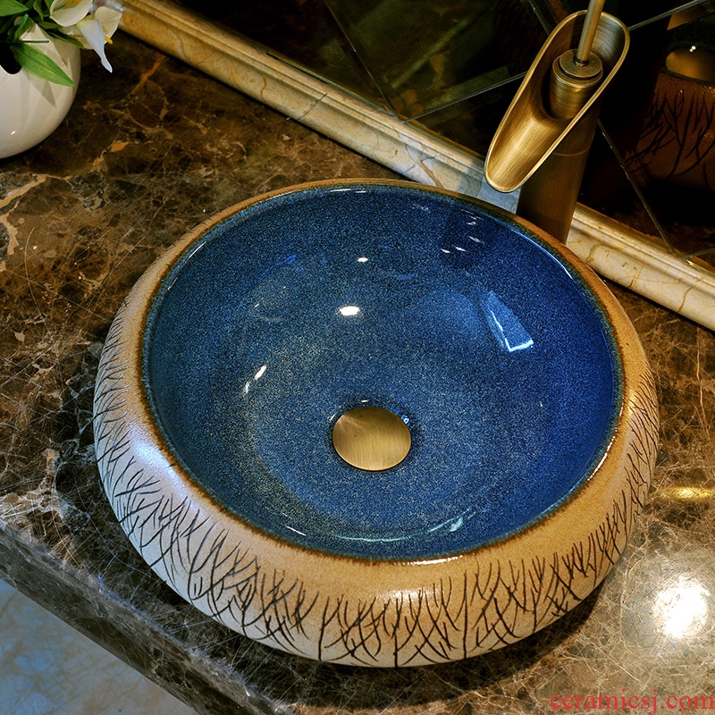 The stage basin ceramic art contracted to restore ancient ways small toilet lavabo Europe type circular lavatory basin basin