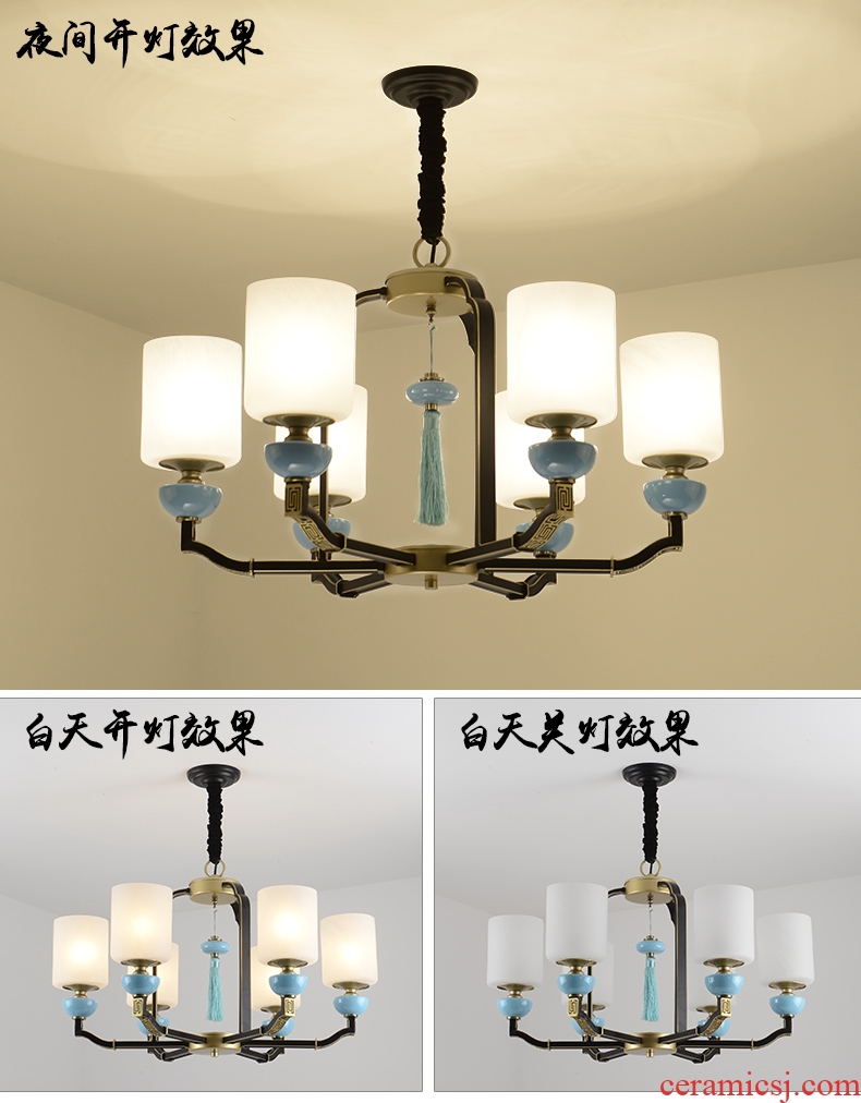 New Chinese style lamp droplight sitting room imitation of classical Chinese wind, wrought iron glass ceramic bedroom, study the hotel droplight