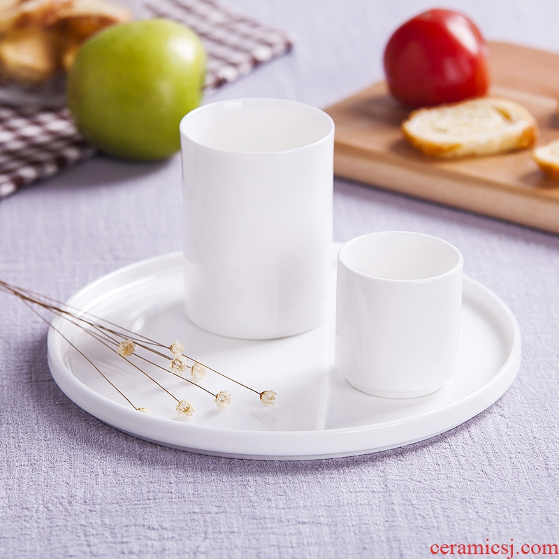 Jingdezhen white bone China tableware tea tray porcelain trays salad plate of fruit bowl pasta pizza plate