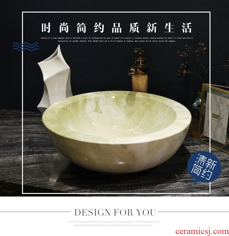 Million birds ceramic art basin stage basin sink European toilet lavatory basin of green marble table