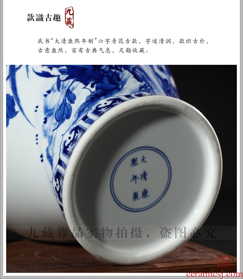 Jingdezhen ceramic vases, antique hand-painted blue and white porcelain painting of flowers and the general pot of tea pot home decoration furnishing articles