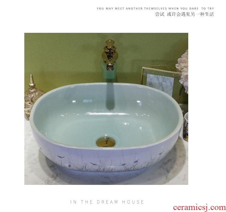 Ceramic art stage basin of household toilet round contracted ultra-thin north Europe type restoring ancient ways square face the sink