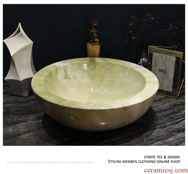 Million birds ceramic art basin stage basin sink European toilet lavatory basin of green marble table