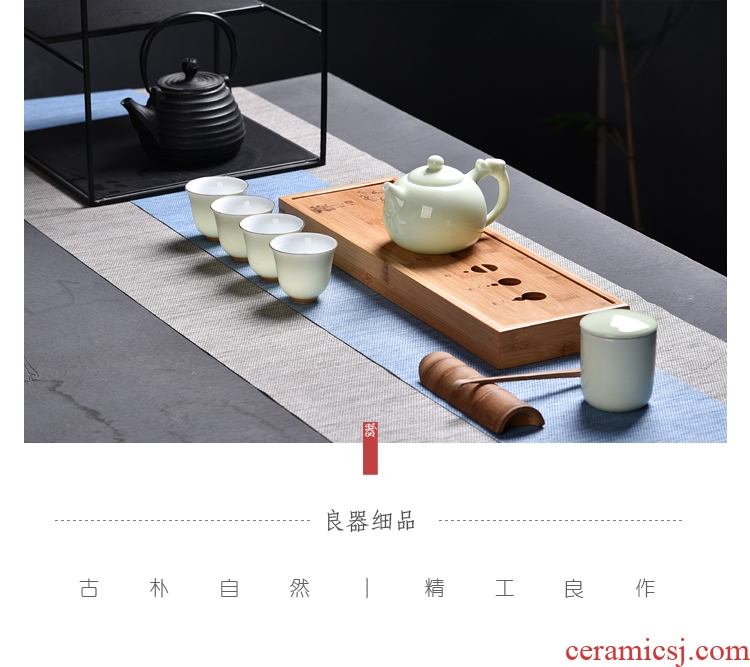 Hong bo need a complete set of ceramic tea set ground water bamboo dry bubble little Japanese kung fu tea tray