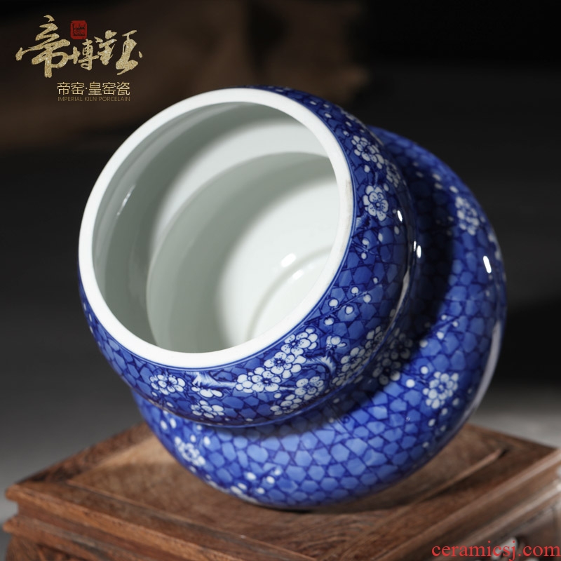 Antique hand-painted porcelain of jingdezhen ceramics ice plum gourd can save tea tea house furnishing articles pure manual pull embryo