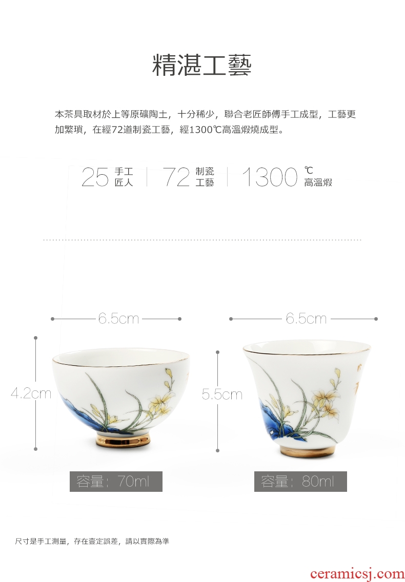 Yipin # $hand-painted paint beam koubei white porcelain tea set personal master sample tea cup glass ceramic cups