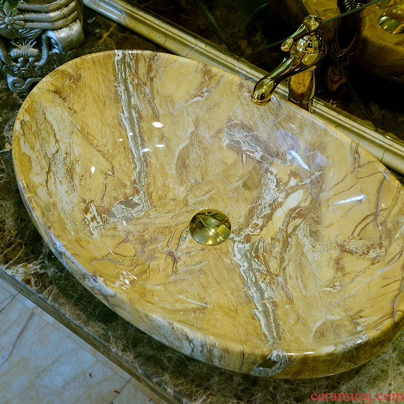 Ceramic wash gargle stage basin sink European marble bathroom art basin oval lavatory basin