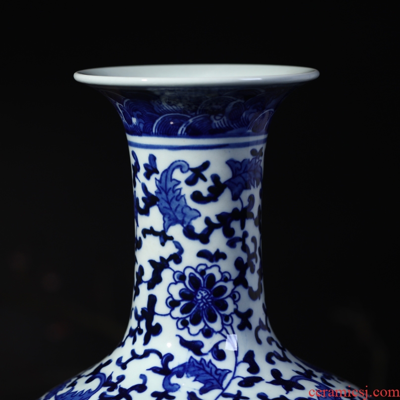 Jingdezhen ceramic vases, flower receptacle furnishing articles yongzheng antique blue and white porcelain bottle home fashionable sitting room adornment