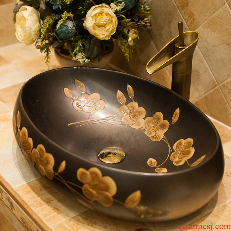 M beauty increase stage basin ceramic toilet lavabo that defend bath lavatory basin elliptical hibiscus