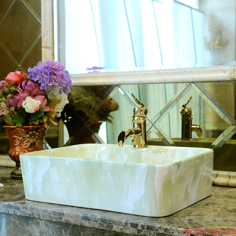 Imitation marble decorative pattern on the ceramic basin art square European archaize toilet lavatory sink