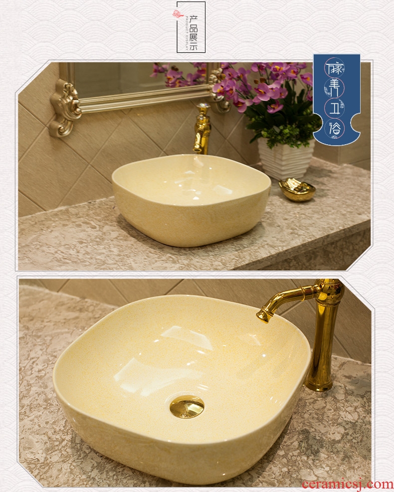 M beauty ceramic toilet stage basin sink lavatory basin square blue glaze