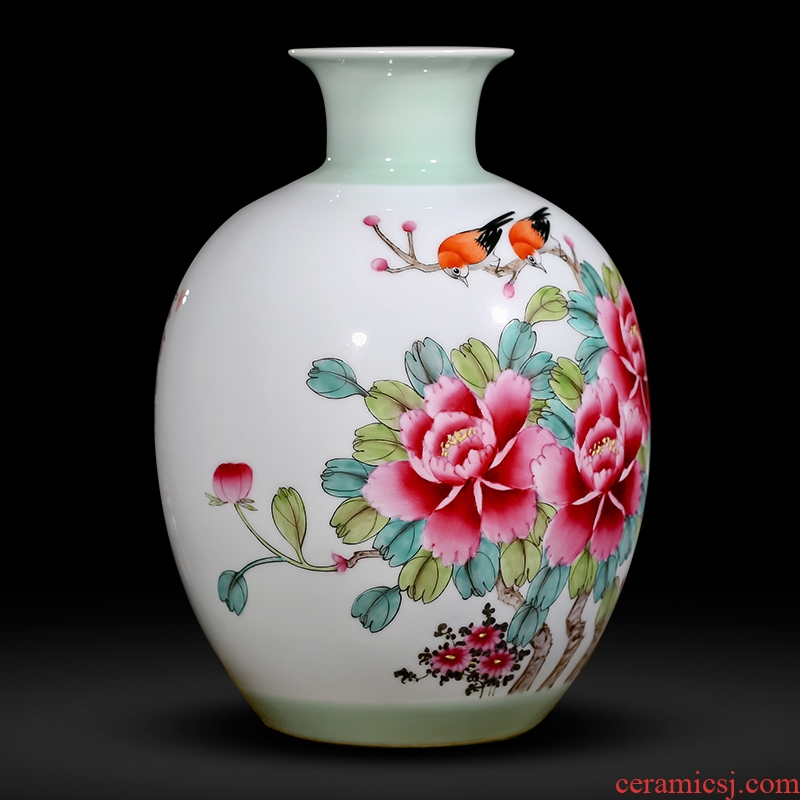 Jingdezhen ceramics hand-painted enamel vase flower arranging furnishing articles peony antique Chinese style household act the role ofing is tasted in the living room