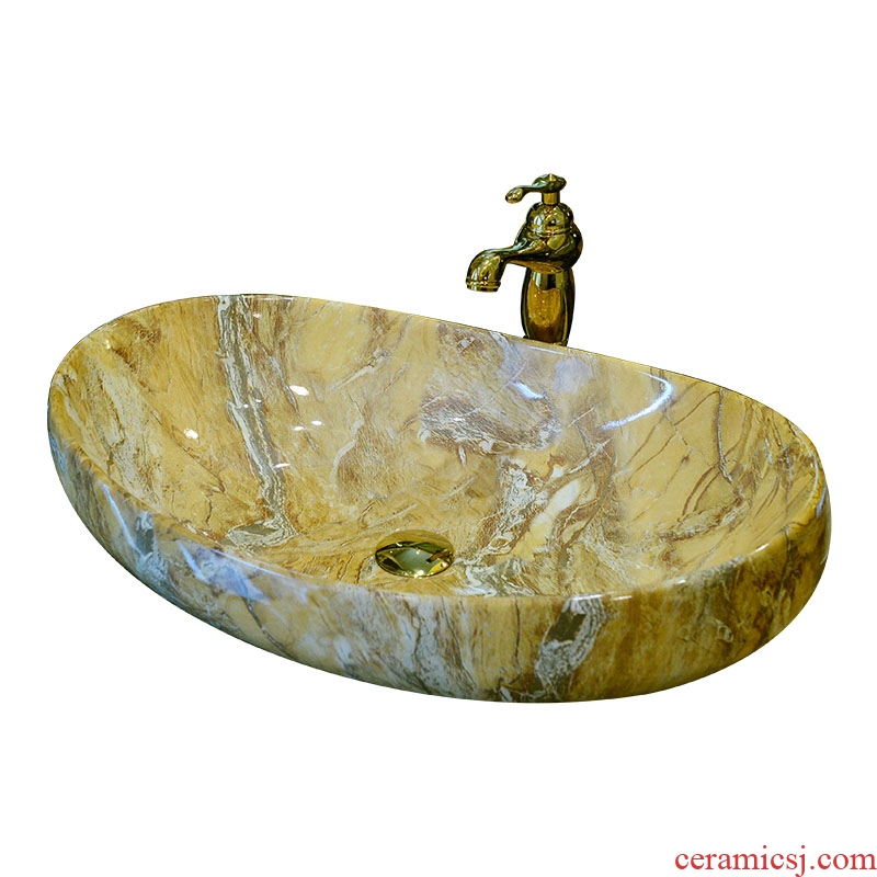 Ceramic wash gargle stage basin sink European marble bathroom art basin oval lavatory basin