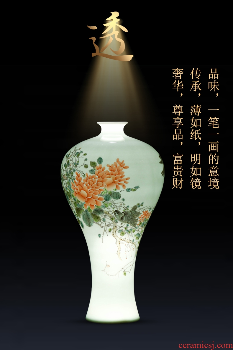 Jingdezhen ceramic rich ancient frame vase sitting room place new Chinese style table decoration flower arranging, ornament porcelain