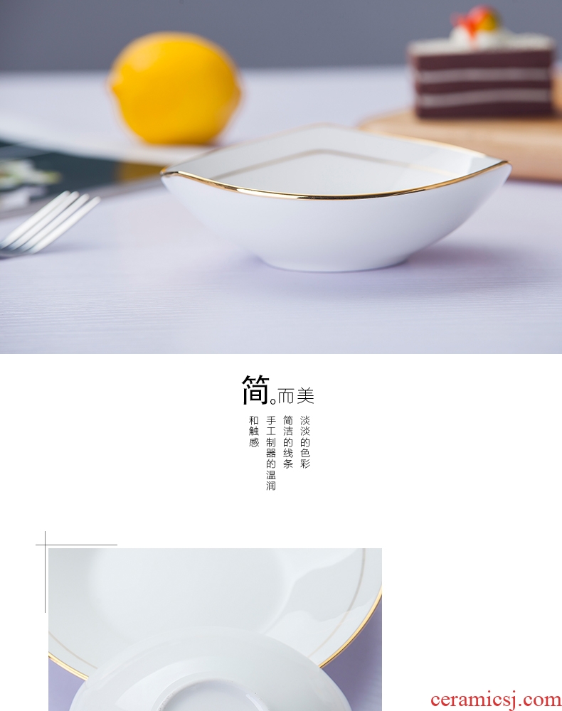 Jingdezhen porcelain household pure white bone porcelain paint triangle soup plate pasta FanPan salad vegetables dishes ceramic plate