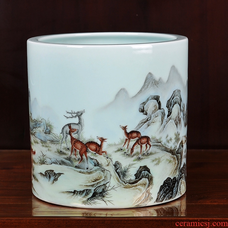Jingdezhen ceramics imitation qing qianlong pastel 13 lu brush pot vase household craft sitting room adornment furnishing articles