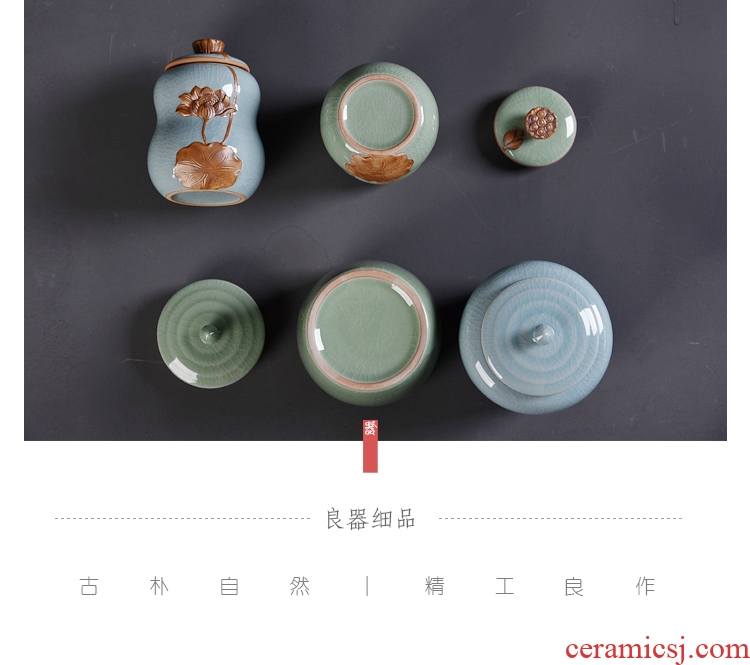 Hong bo acura caddy ceramic your seal pot pu 'er elder brother kiln celadon storage tank size caddy