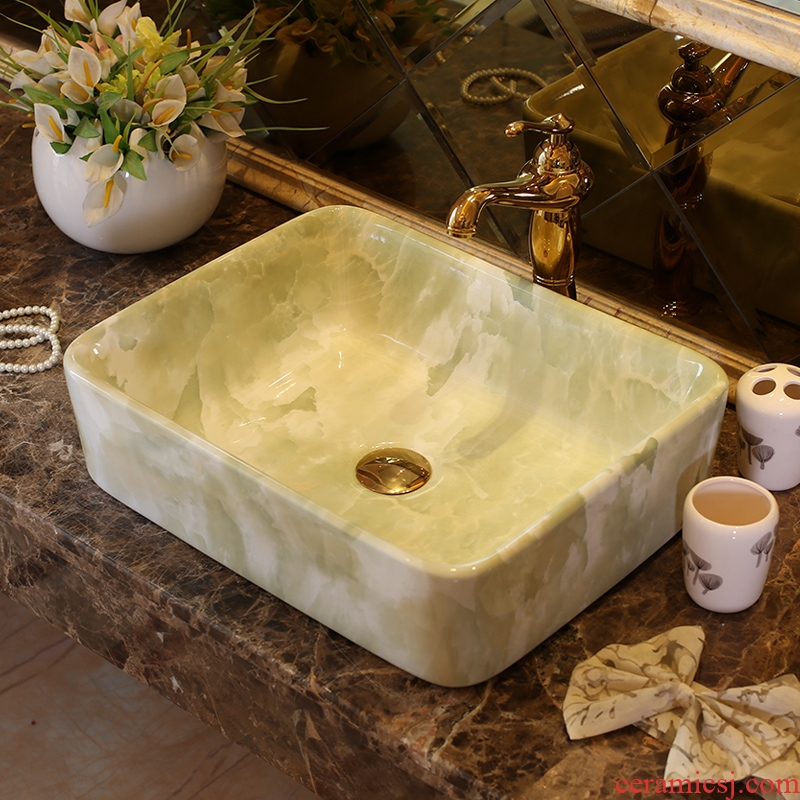 The rain spring basin art of jingdezhen ceramic table square lavatory toilet lavabo, European archaize contracted