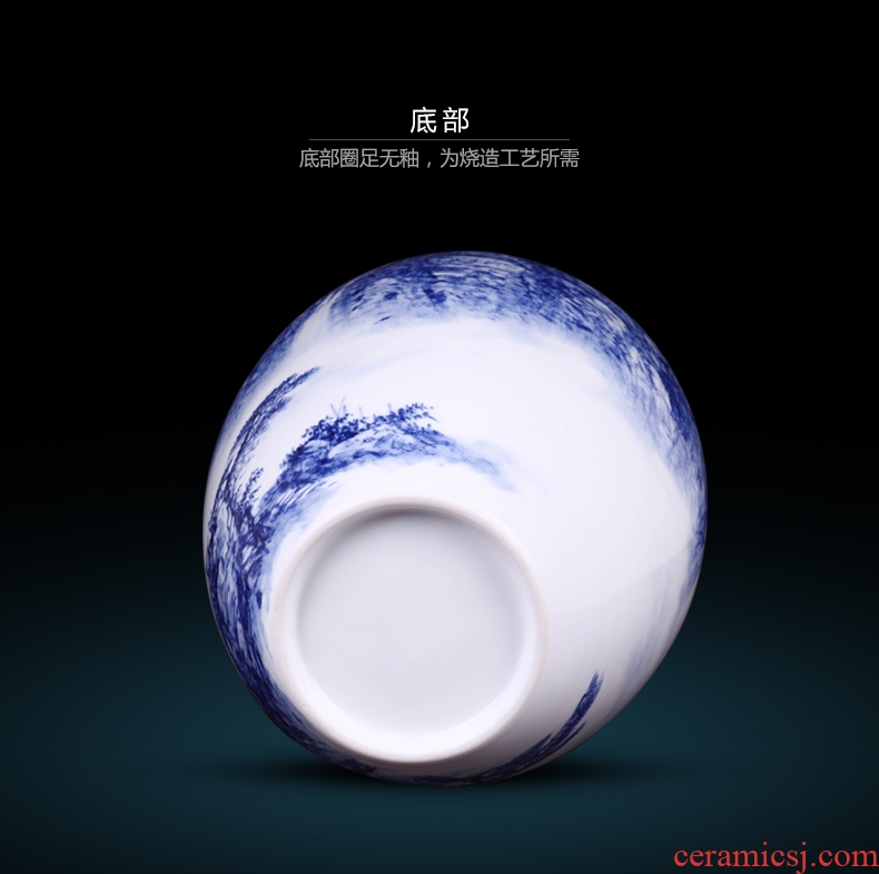 Jingdezhen ceramic blue huangshan smoke flower arrangement craft porcelain vase place to live in the sitting room porch decoration