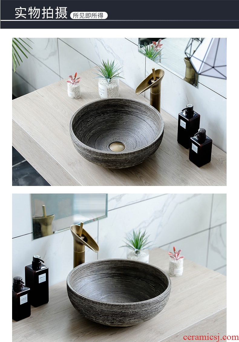 Lavatory basin simple single toilet lavabo, ceramic table small family household art basin restoring ancient ways