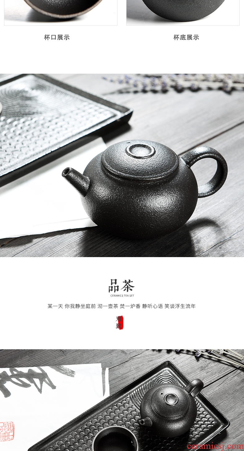 Porcelain ceramic Japanese contracted black pottery gifts god portable portable a pot of two cups of household kung fu tea set travel