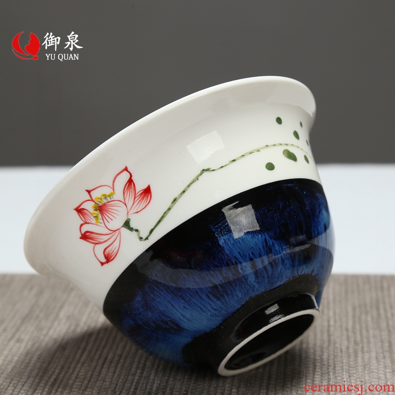 Imperial springs hand-painted only three tureen household kung fu tea bowl lotus ceramics kiln tea large cups