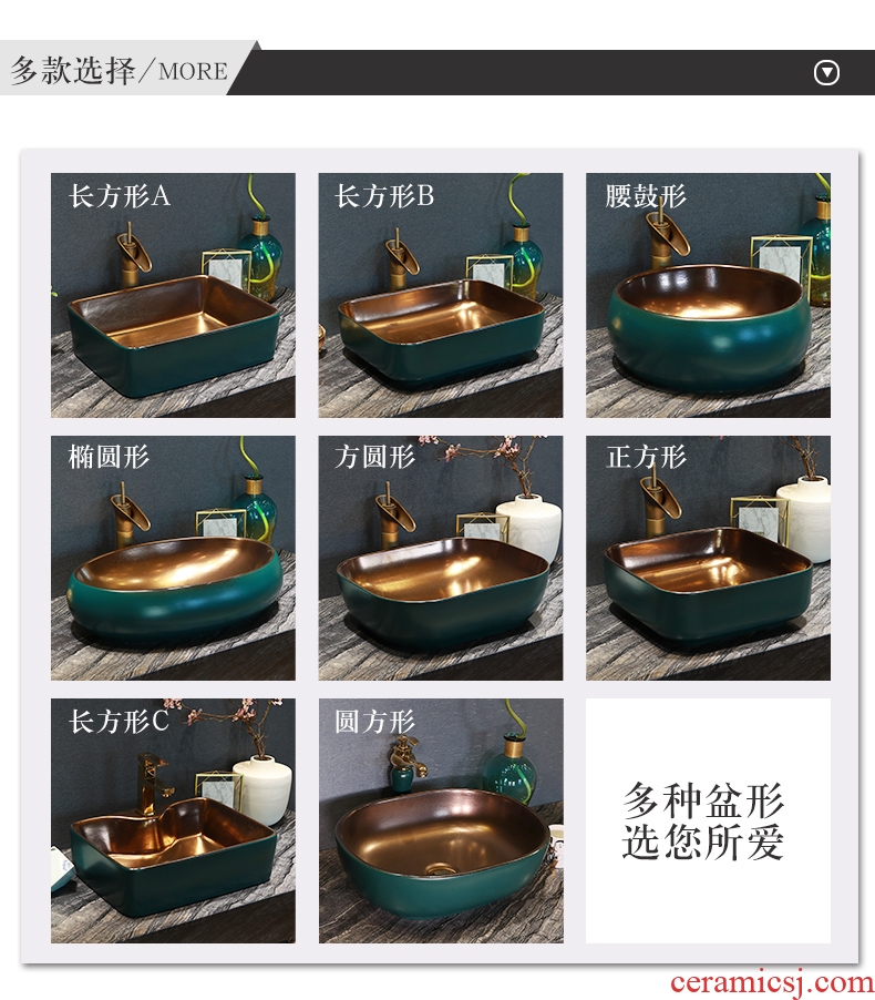 Gold-plated million birds with the stage basin square art ceramic lavatory bathroom sink continental basin