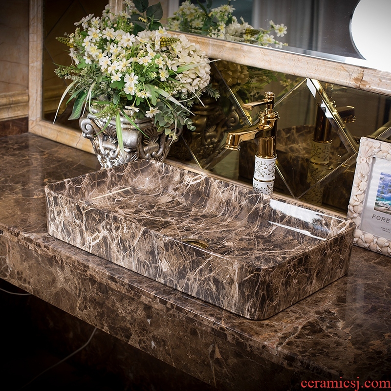 Jingdezhen ceramic art basin on its extended rectangle bathroom marble sinks the sink basin