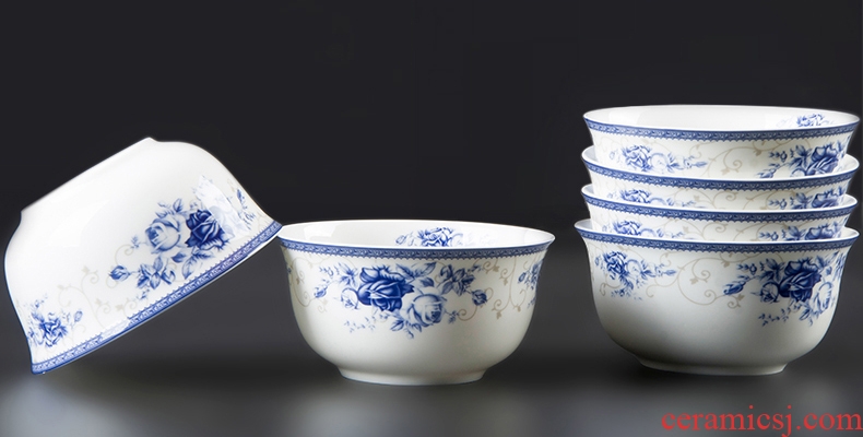 Red leaves of jingdezhen ceramic 10 bowls skull suit Europe type rice bowls rainbow noodle bowl household bone porcelain tableware