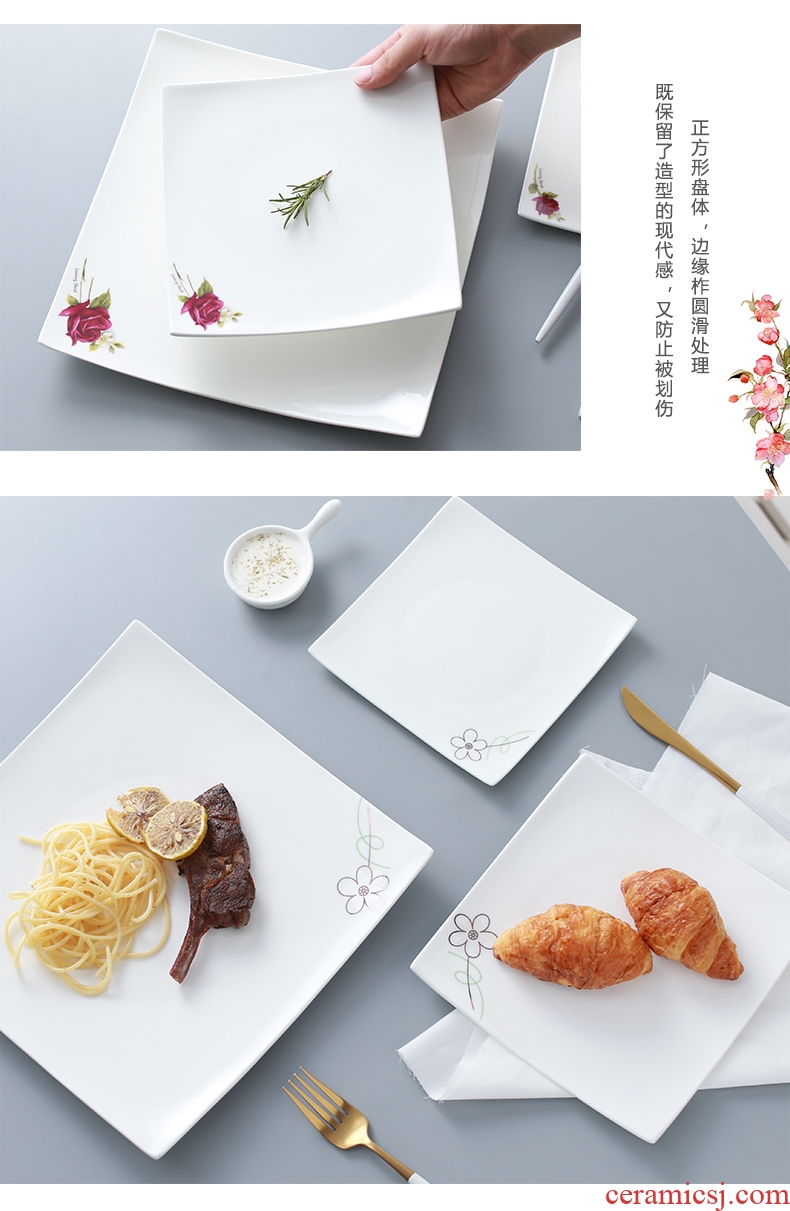 Jingdezhen porcelain tableware of pure bone square steak knife and fork the steak is creative steak western snack plate plate suit