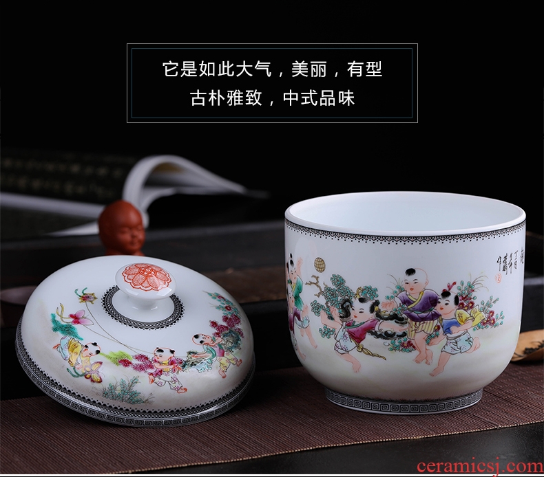 The ancient philosophers graph caddy of jingdezhen ceramics large storage tank receives tea tea set household restoring ancient ways
