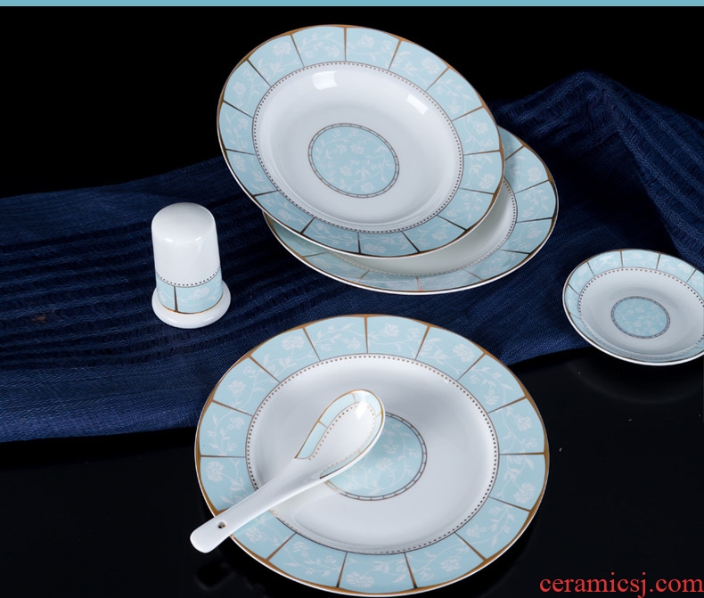 Dishes suit household jingdezhen ceramic bone China contracted combination Chinese small pure and fresh and cutlery set dishes