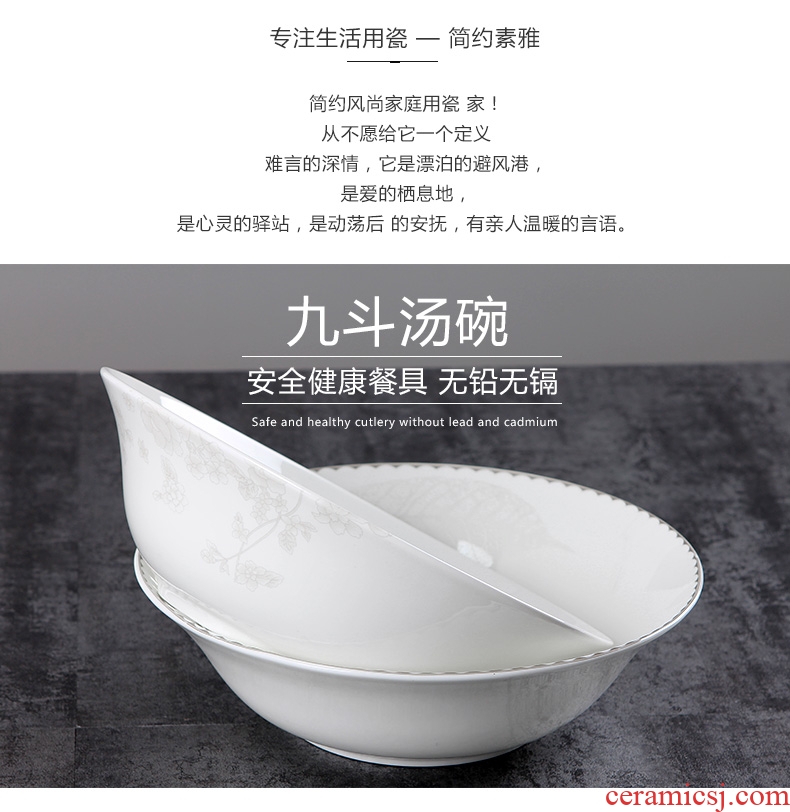 Bowl of 9 "Chinese style household jingdezhen ceramics contracted jobs rainbow noodle bowl ceramic bone China tableware hot 9 scoop soup bowl