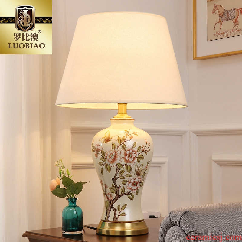 Desk lamp of bedroom the head of a bed lamp, contemporary and contracted creative new Chinese style living room warm and romantic home adjustable light ceramic lamp