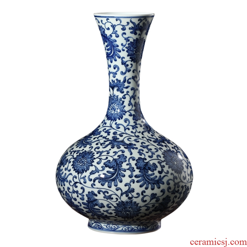 Furnishing articles jingdezhen porcelain ceramic vase Chinese antique blue and white porcelain hand-painted sitting room home decorative arts and crafts