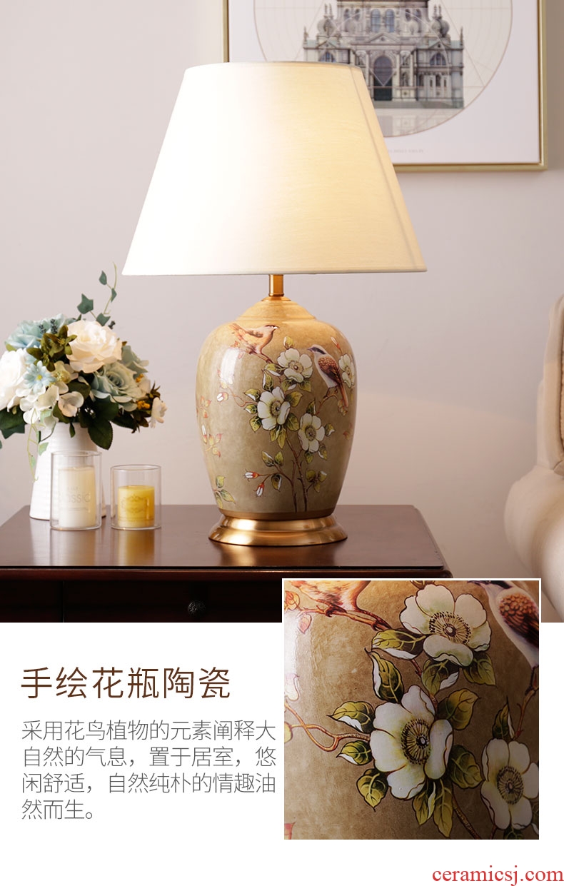 Modern Chinese ceramic desk lamp adornment bedroom berth lamp sitting room creative study romantic warmth ceramic lamp