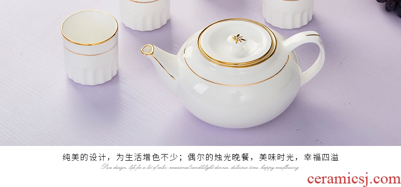 Jingdezhen bone China tea sets phnom penh suit household contracted ceramic cool water of a complete set of tea cups teapot