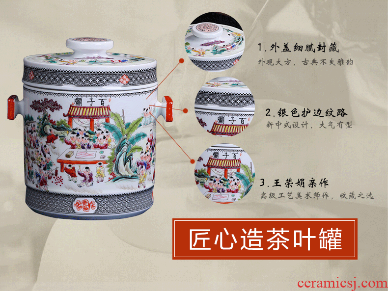 Jingdezhen ceramic hand-painted the ancient philosophers figure sealed POTS produces a large tea packaging household porcelain pot