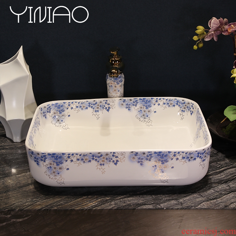 Basin sinks ceramic household European toilet lavabo, jingdezhen art stage basin rectangular basin
