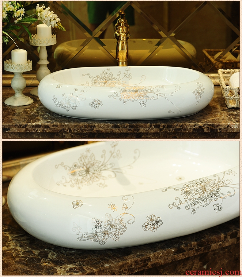 Jingdezhen ceramic stage basin art circle toilet basin that wash a face to wash your hands European contracted elliptical rectangle basin
