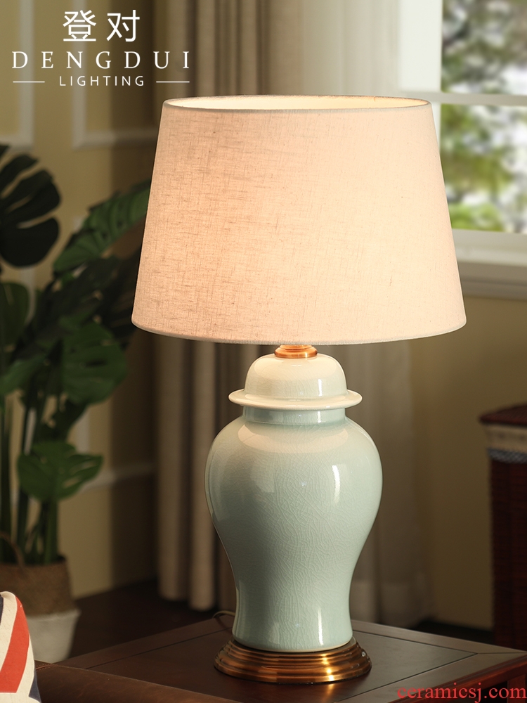 With large American sitting room of jingdezhen ceramic desk lamp bedside lamp is contracted and contemporary bedroom mock up room desk lamp